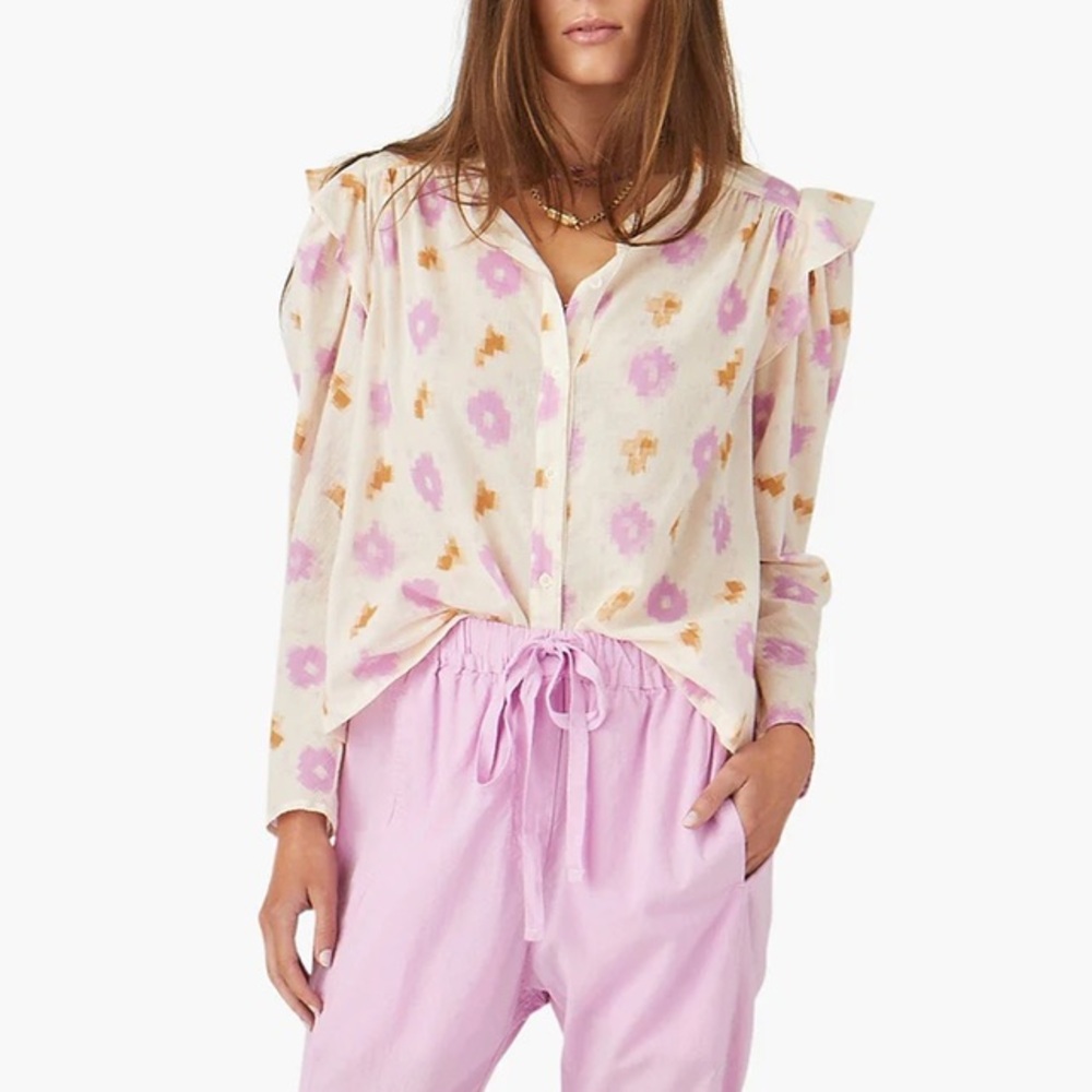 🆕 Xirena 100% Cotton Lottie Shirt in Lilac Ikat